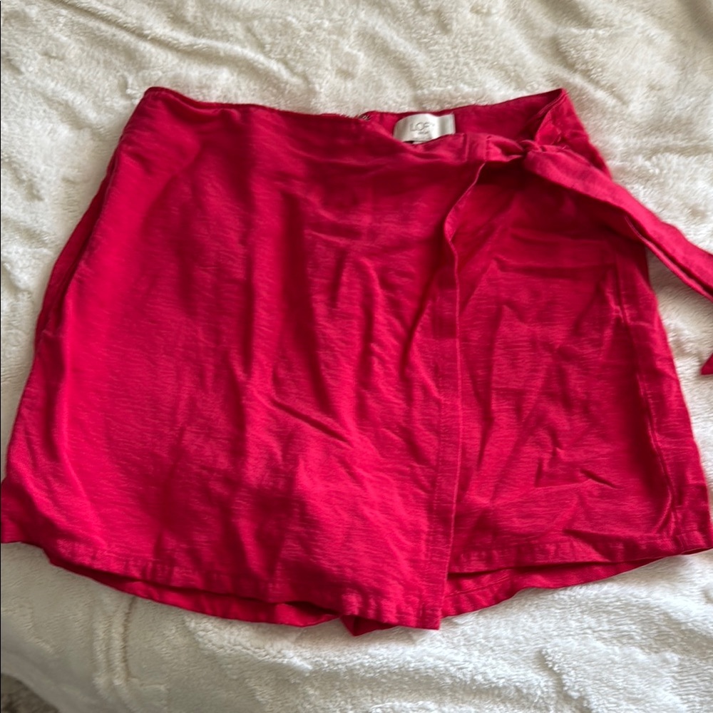 Women's Red Faux Wrap Skort